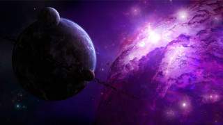 Space purple planet milky way - a matte painting free wallpaper for desktop