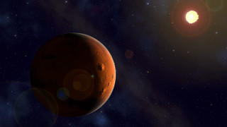 Red planet bright yellow star - a red planet free wallpaper