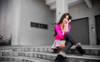 Woman sitting cosplay brown eyes - cosplay free wallpaper