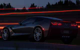 Black sports car night red - long exposure free wallpaper