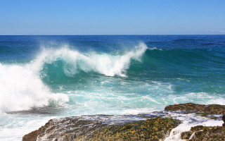 Wave rocky shore ocean sky - ocean free wallpaper