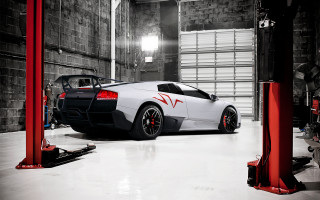 White sports car garage red 10 - a garage free wallpaper