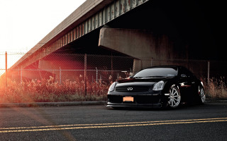 Black car bridge field photorealistic - a black car free wallpaper