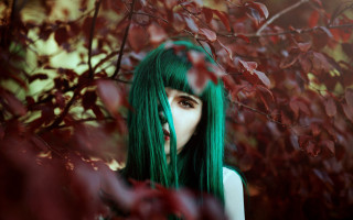 Green hair gothic portrait bangs - elsa bleda free wallpaper