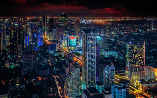 City lights night neon sky - a city free wallpaper