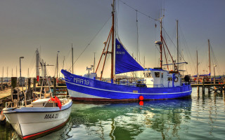 Boats harbor sky clouds precisionism - a harbor free wallpaper