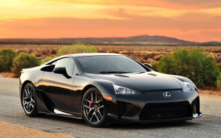 Black sports car mountain sunset 3 - luxury free wallpaper
