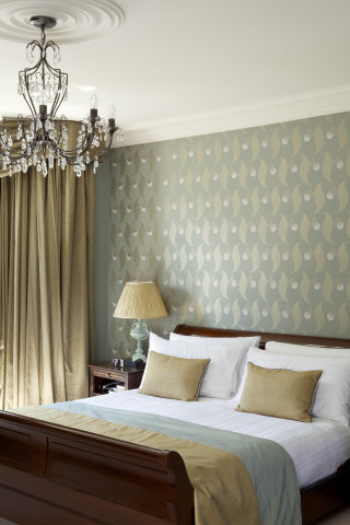 Bedroom with bed interior design 23 - feature free wallpaper