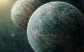 Two planets moon stars space - two planet free wallpaper