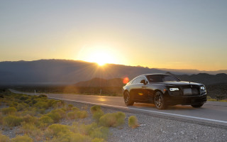 Black car sunset mountains road - the background and mountains free wallpaper