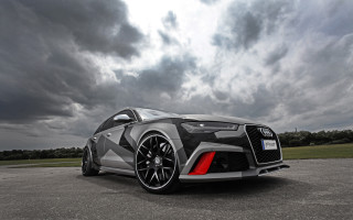 Car cloudy sky road red - photorealism free wallpaper
