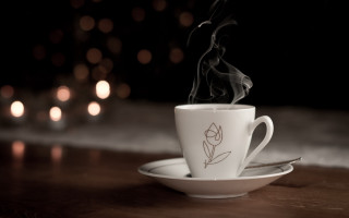 Coffee steam saucer candles morning - steam free wallpaper