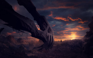 Man plane sunset cityscape mountain - the distance free wallpaper