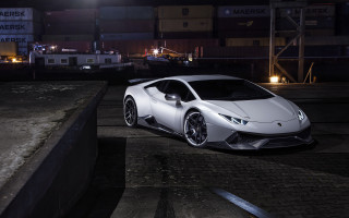 White sports car night parking - night free wallpaper
