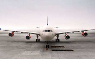Jetliner tarmac sky clouds photorealism - top of an airport tarmac free wallpaper