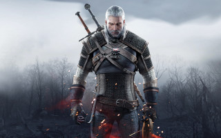 Armor man swords fire forest - his hand and a fire free wallpaper
