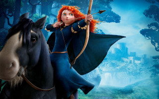 Red haired girl horse archery - a horse free wallpaper