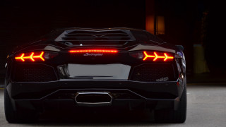 Black sports car lights dark - rim free wallpaper