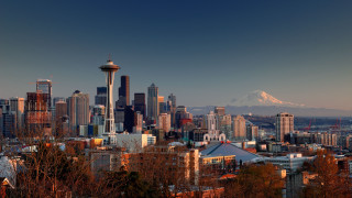 Everett warner autumn city mountain - a blue sky in the foreground free wallpaper