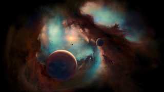 Space star orb planet moon - a distant object in the foreground free wallpaper