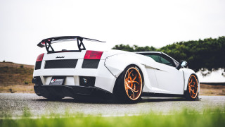 White sports car roof rack - the side of a road free wallpaper