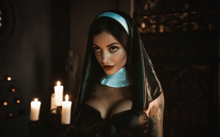 Nun candleclock gothic darkart tattoo - candle free wallpaper