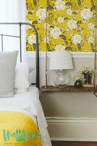 Bedroom yellow flower wallpaper swing - a white pillow free wallpaper