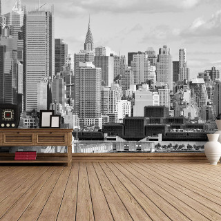 Wooden floor city skyline mural - andries stock free wallpaper