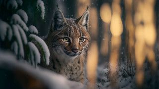 Lynx snowy forest photorealistic animal - a lynx free wallpaper