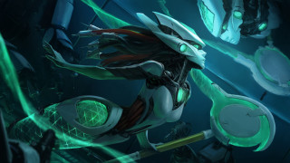 Futuristic woman sword clock dark - a futuristic suit free wallpaper for desktop