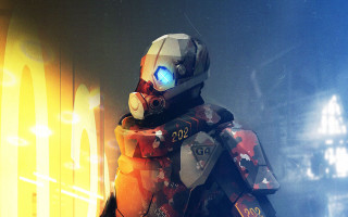 Futuristic man cyberpunk astronaut city - background free wallpaper