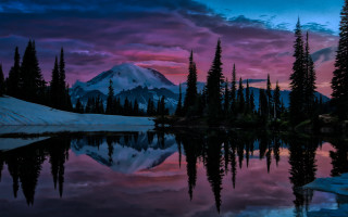 Mountain lake reflection sunset mystical - mystical free wallpaper