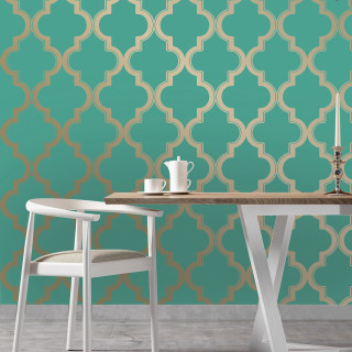 Table vase candle wall pattern - art deco free wallpaper