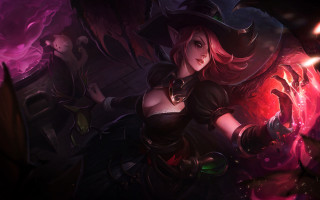 Witch red hair wand ball - art free wallpaper