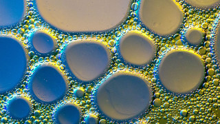 Water surface bubbles blue yellow - generative art free wallpaper