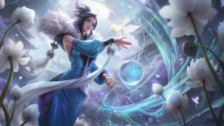 Woman blue dress wand flower - a wand free wallpaper