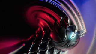 Metal object closeup red blue - light in the middle free wallpaper