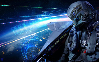 Space astronaut laser beam city - star citizen halo free wallpaper