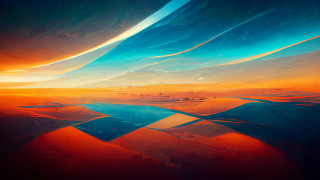 Sunset blue orange diamond beach - a painting of a sunset free wallpaper
