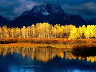 Mountain lake trees cloudy sky 10 - ansel adams free wallpaper