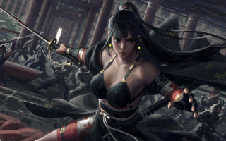 Woman sword city fantasy armor - other person free wallpaper