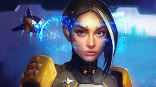 Futuristic woman gamecontroller cyberpunk space - cyberpunk art free wallpaper