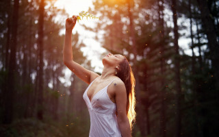 Woman white dress plant forest - a white dress holding free wallpaper