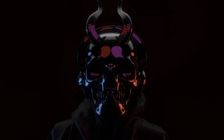 Horned man glowing horns red - c4d free wallpaper