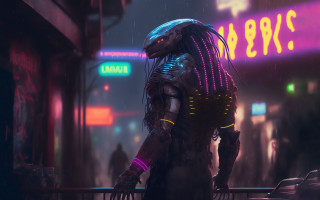 Futuristic man rain city neon - the rain in a city free wallpaper