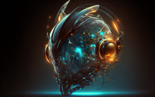 Futuristic headphone biomechanical glowing background - biomechanical free wallpaper