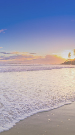 Beach surfboard sunset ocean walking - dawn free wallpaper