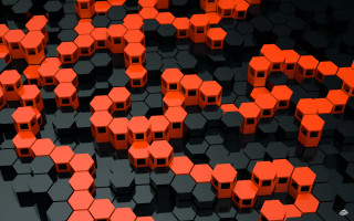 Orange cubes black surface red - c4d free wallpaper