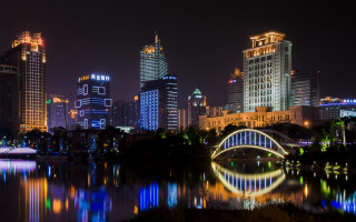 City skyline bridge river night 60 - cui bai free wallpaper