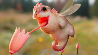 Pink dragon flower wings open - ultra realistic digital art free wallpaper